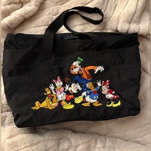 Rare Vintage Nylon Black Tote Bag with Disney Characters